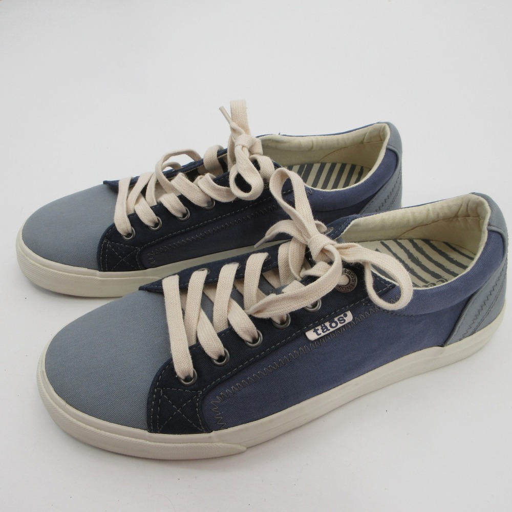 Taos Star Womens 9 Blue Canvas Low Top Lace Up Comfort Sneakers Shoes